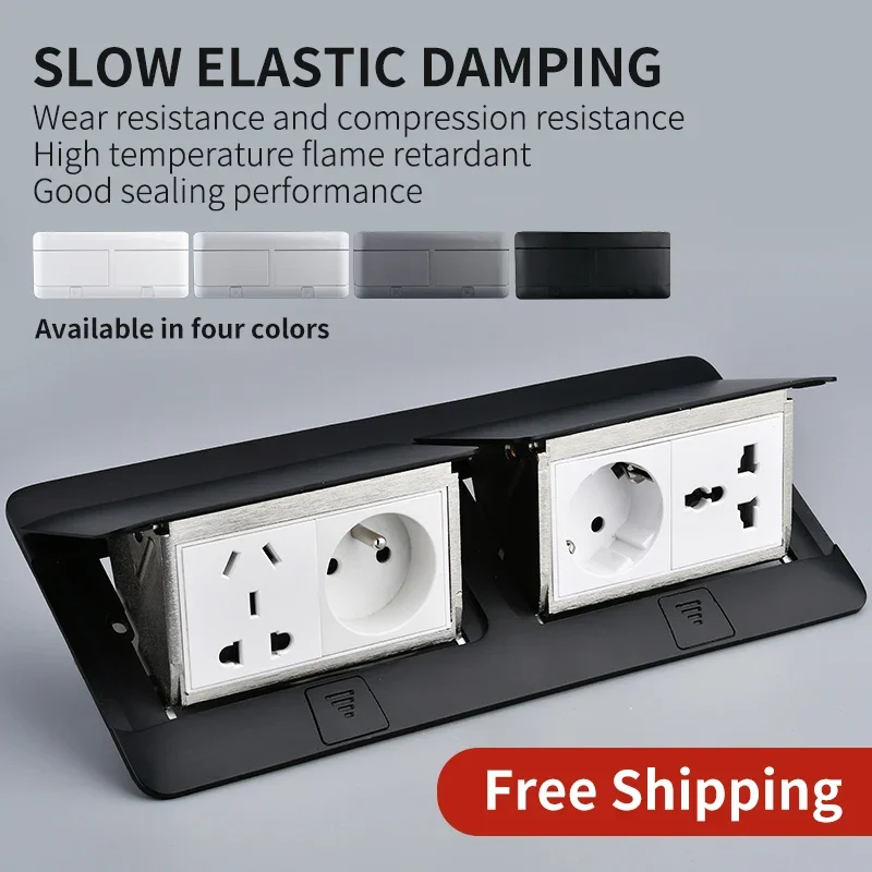 

Table Outlet EU Socket With USB HDMI Socket In the Counter Pop Up Desktop Aluminum Cover Socket 146x220mm