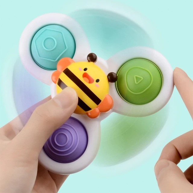 3Pcs Suction Cups Spinning Top Toy For Baby Game Infant Teether Relief Stress Educational Rotating Rattle Bath Toys For Children 4