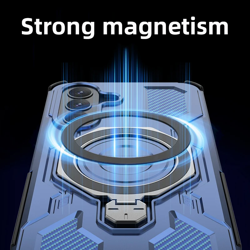 360° Rotating Magnetic Ring Holder Phone Case with TPU Plastic Back Cover
