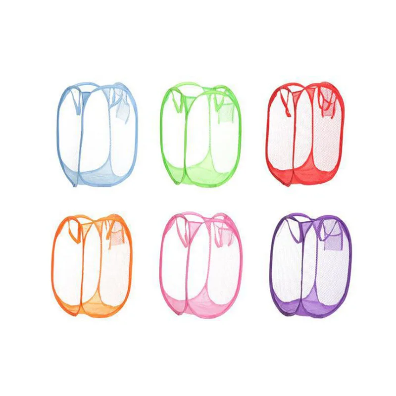 Foldable Color Mesh Clothes Dirty Clothes Basket Household Mesh Dirty Clothes Basket Storage Basket Storage Bucket Laundry Baske 2