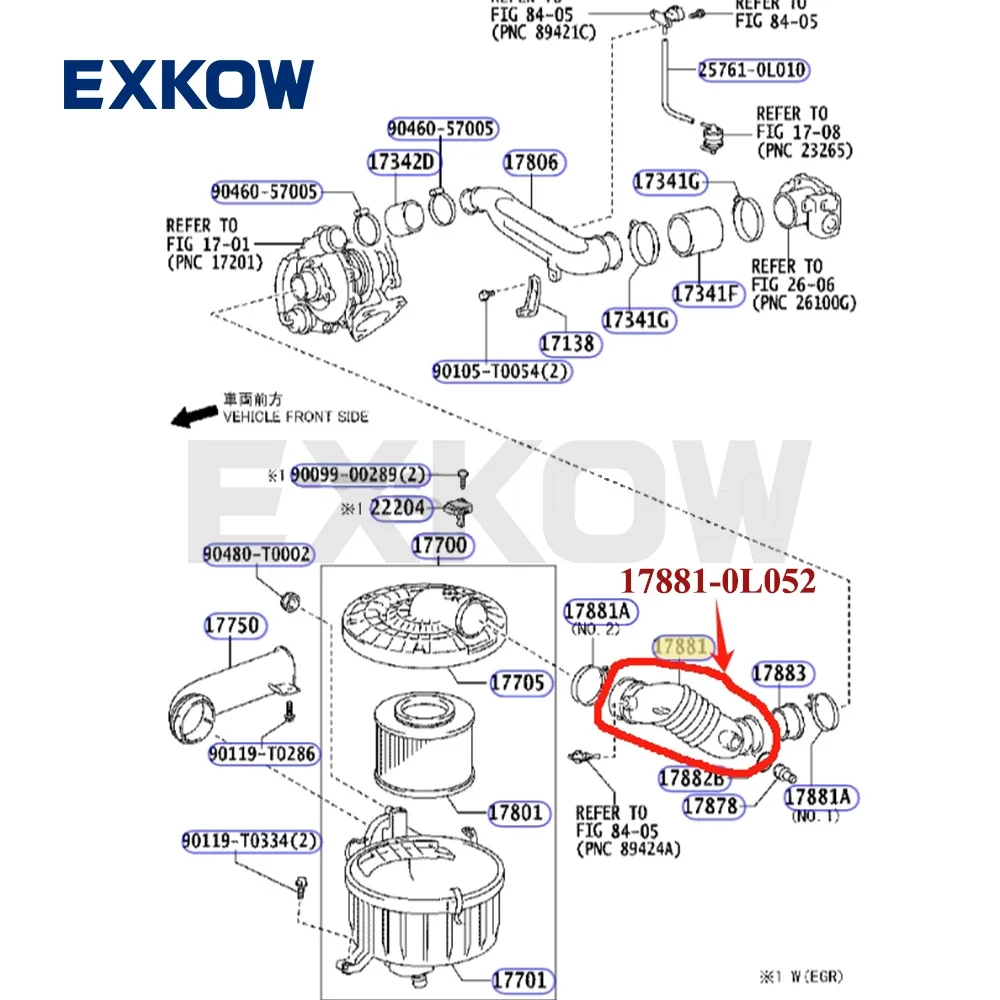 Toyota Hilux Ⱦ VII Vigo 2004-2012 2011- Fortuner 2005-2012 Innova 17881-0L052 17881-0L051   û ȣ, 2KD NO.1