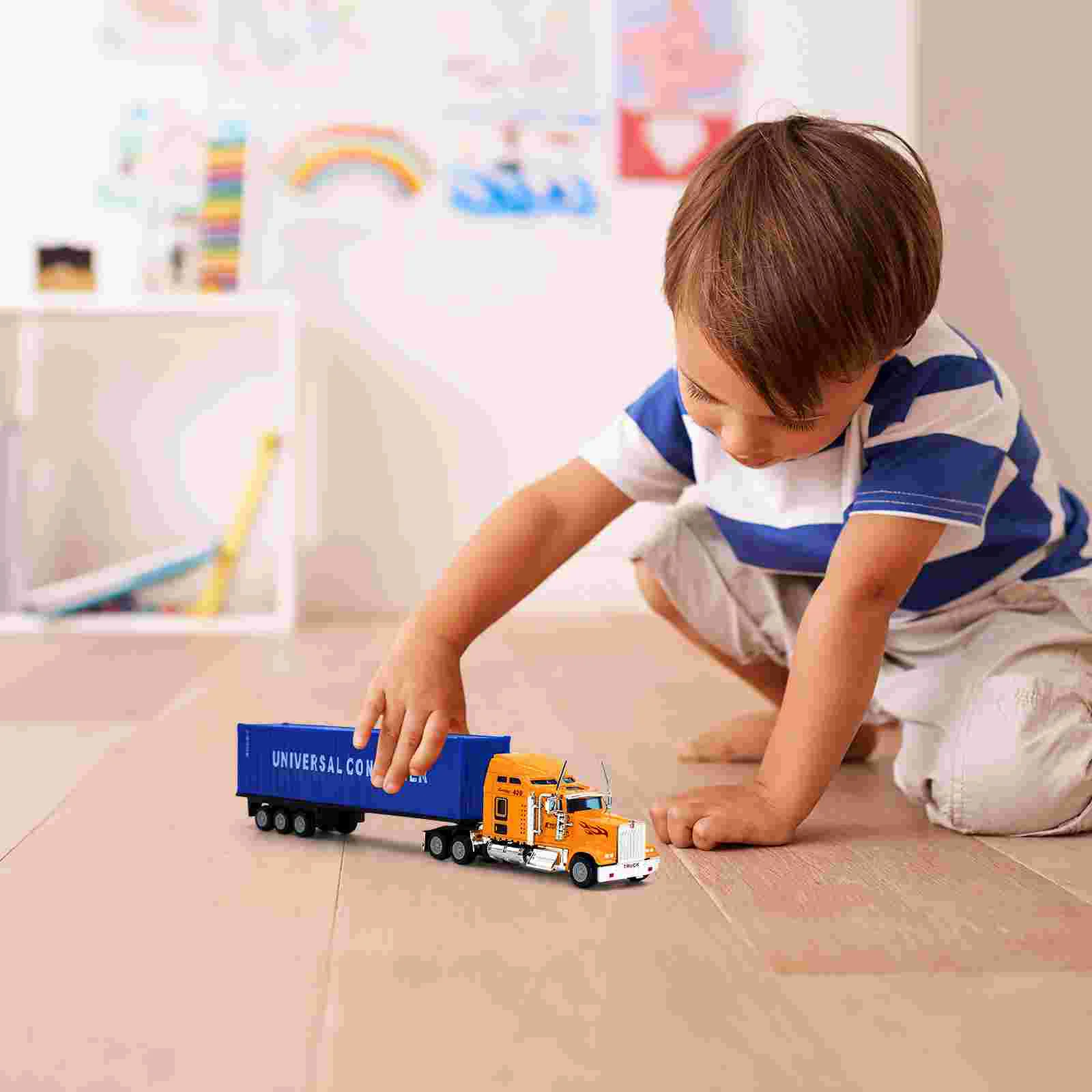 Boys Toys Trucks for Little Large with Trailers Diecast Semi Alloy Child Container 6