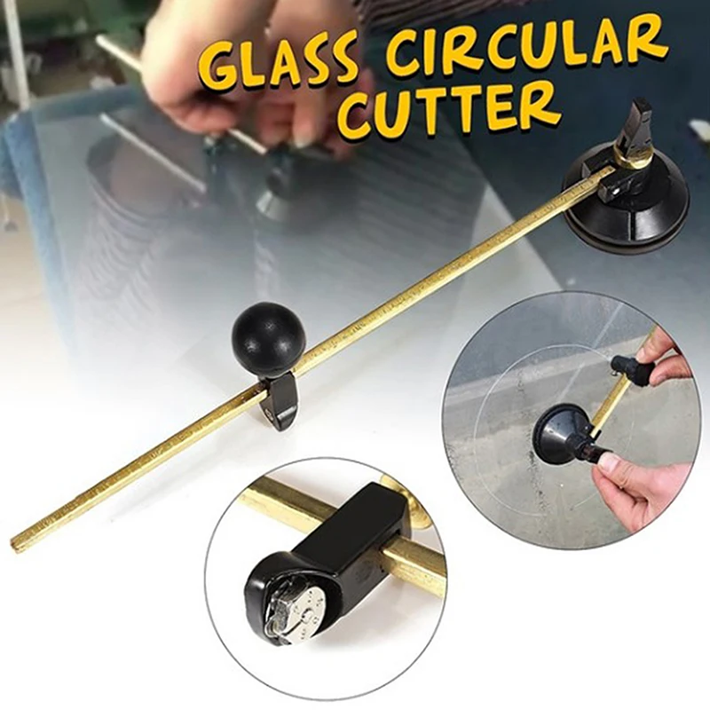 Professional circle circular glass cutter with round handle suction cup tool for glass cutting craft worker & household use glass cutter tile glass cutter tile cutting tool