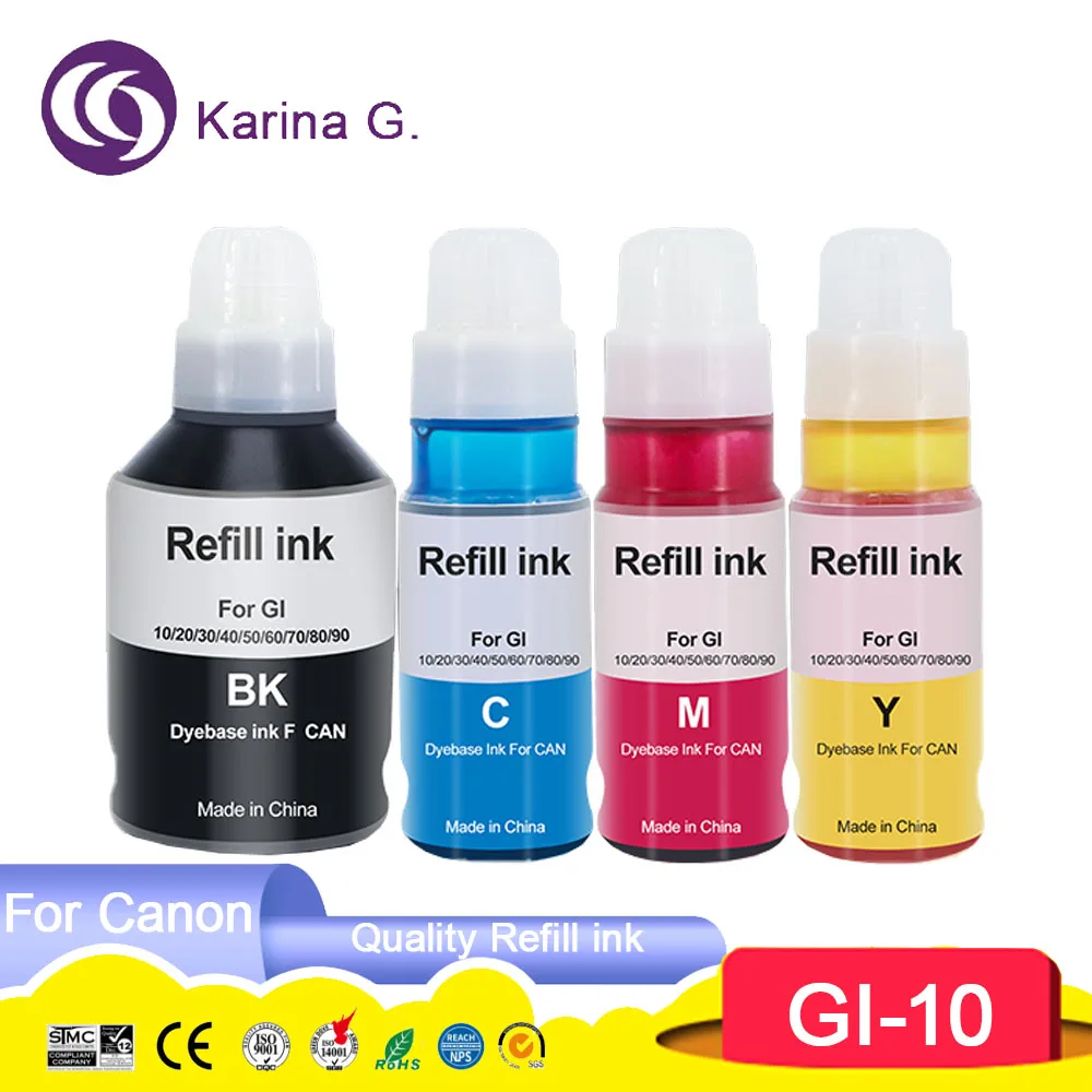 GI-10 GI10 GI 10 Premium Color Compatible Bulk Bottle Water Based Refill Tintas