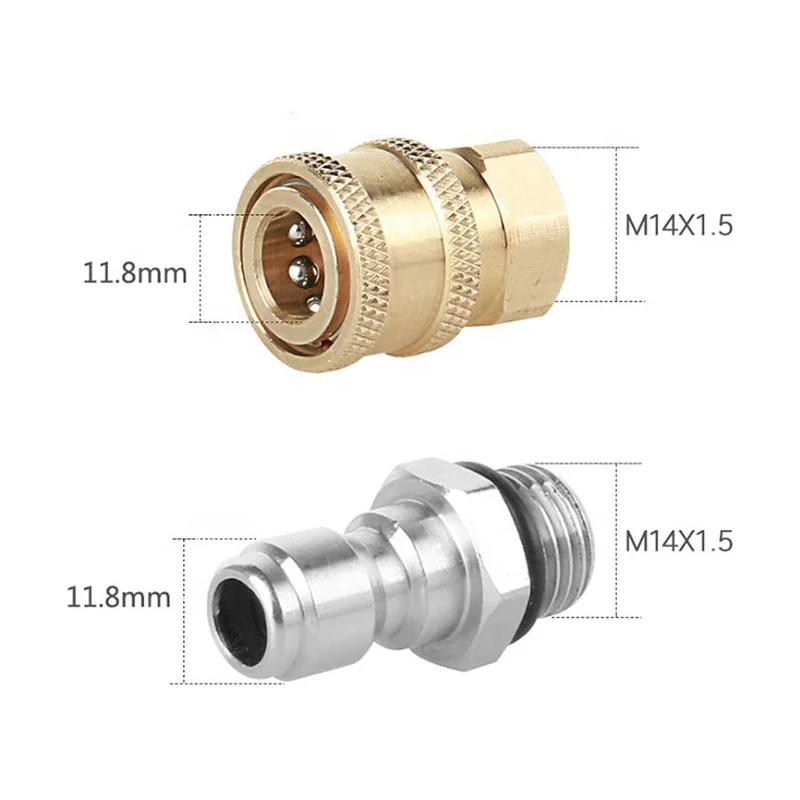 1/4 Quick Connector Pressure Washer Adapter Set M14*1.5 Female 4000PSI Brass Car Washing Garden