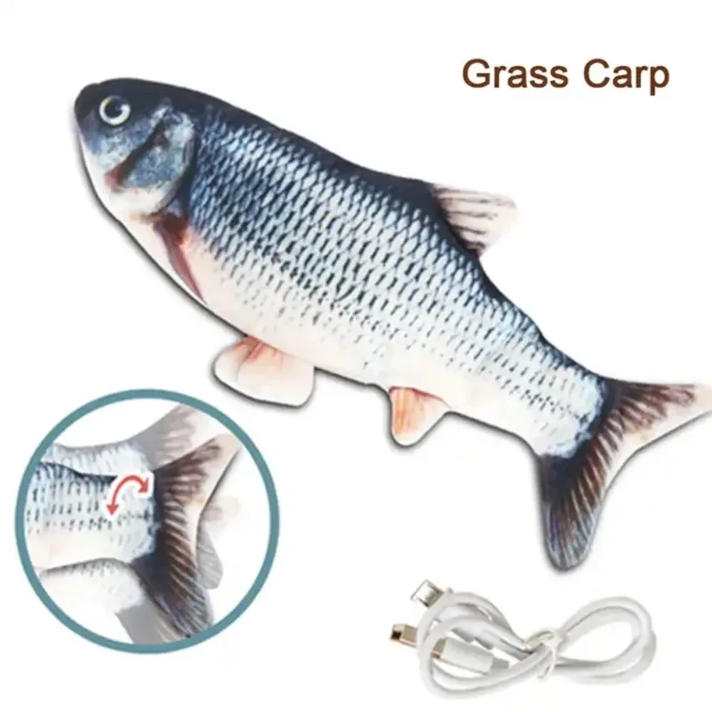 Pet Cat Pet Dog Soft Plush toy USB Charging Simulation Fish Interactive Training Grinding Teeth Chewing Toy