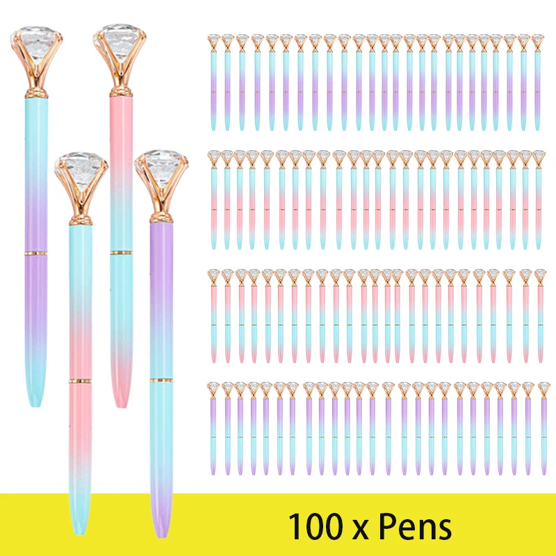 

100 шт. большие шариковые ручки с кристаллами, 4 цвета