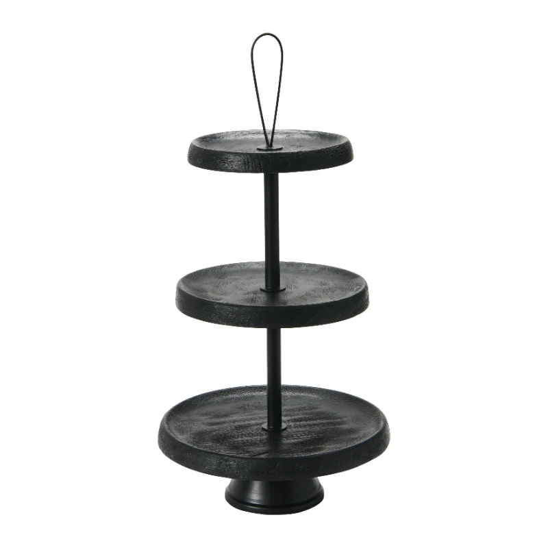 

12" x 12" Wood 3-Tier Tiered Dessert Stand , Black
