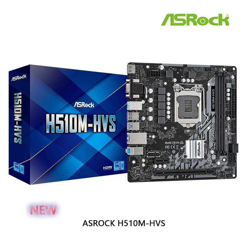 best desktop motherboard ASROCK H510M HVS mATX Intel H510 DDR4   PCIe 4.0 x16, USB 3.2 Gen 64G Support 10 11 gen LGA 1200 CPU Motherboard latest motherboard for pc