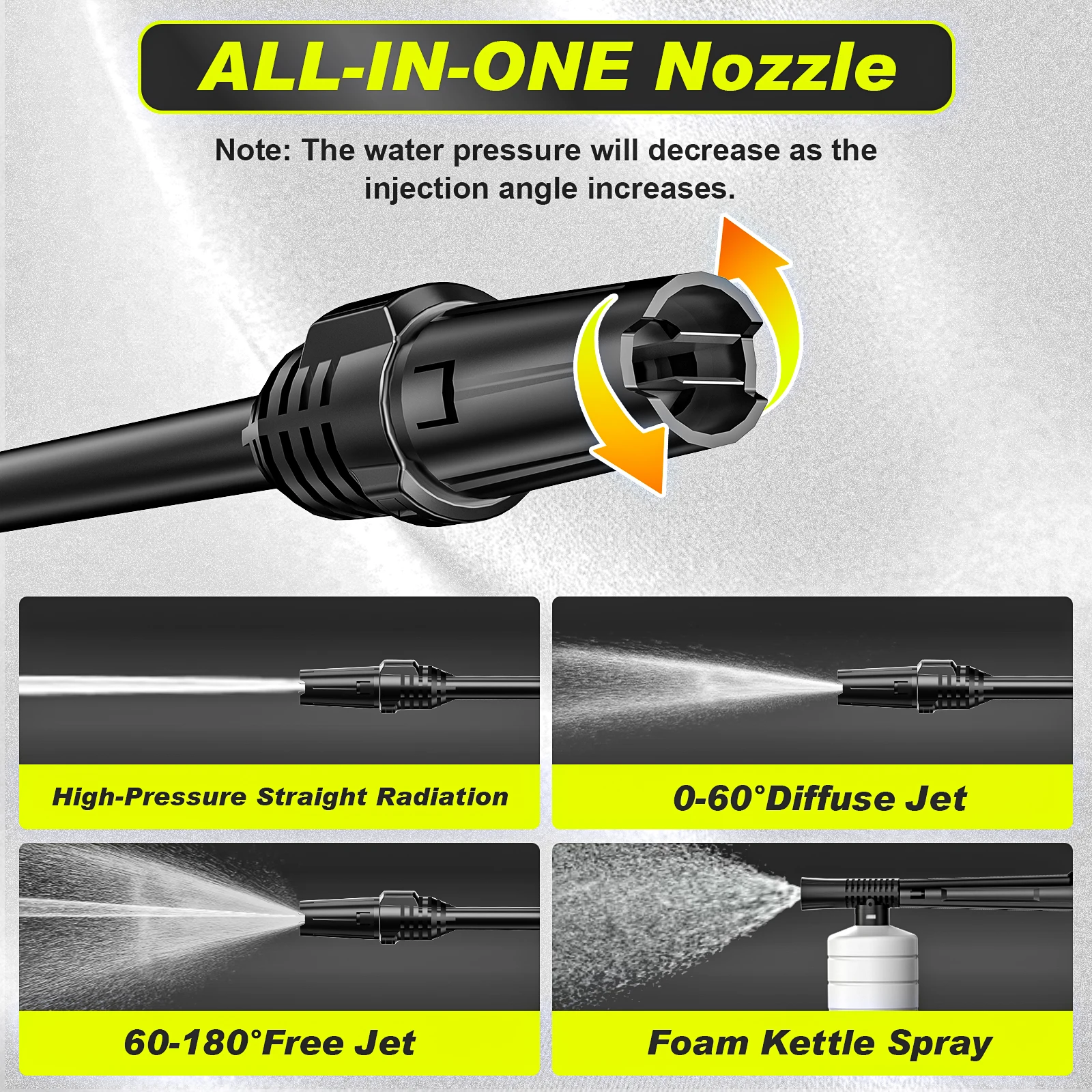 Gisam 2200W Electric Pressure Washer with Spray Gun and 180° Adjustable Nozzle - Image 4