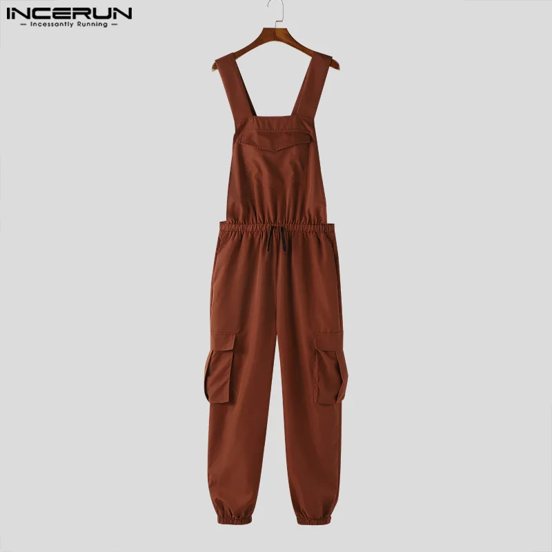 INCERUN 2024 American Style Bodysuits Summer New Men Cargo Rompers Casual Stylish Male Sexy Solid Shoulder Strap Jumpsuits S-5XL 4