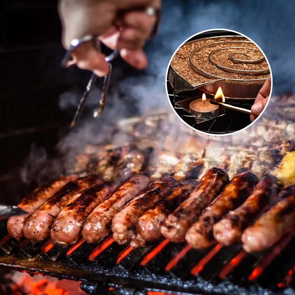 Cold Smoke Generator For BBQ Grill Or Smoker Wood Dust Hot And Cold Smoking Salmon Meat Burn Cooking Stainless Steel BBQ Tools smoker accessories