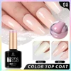 DEROI 8ml Solid Top Coat Glitter No Wipe Gel Top Coat Rubber Base Coat Soak Off Manicure Semi Permanent Clear Nail Polish UV/LED 4