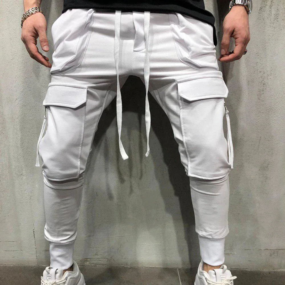 Fashion Multi Pocket Cargo Pant for Men Drawstring Sweatpant Trousers Sport Jogger Pants Streetwear Male Slim Casual Sports Pant