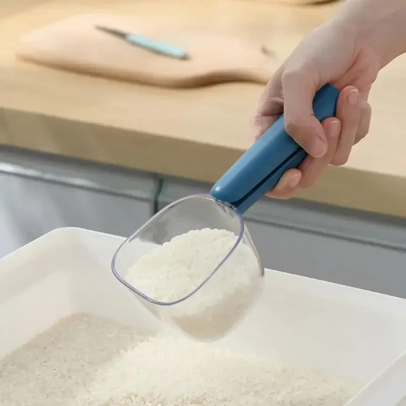 New Long Handle Measuring Spoon With Clip Cute Scoop Rice Digging Flour Digging Rice Baking Pet Feeding Dog Cat Food