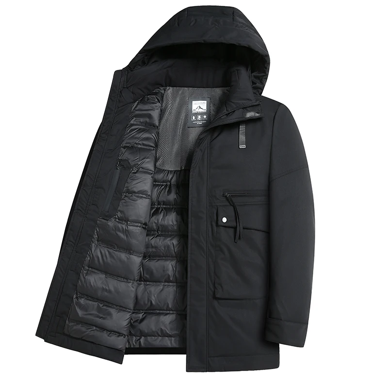 Oversized XXL-8XL Men's Hooded 90% White Duck Down Jackets 2023 Winter Business Casual Top Loose Thicken Warm Puffer Coat Parkas