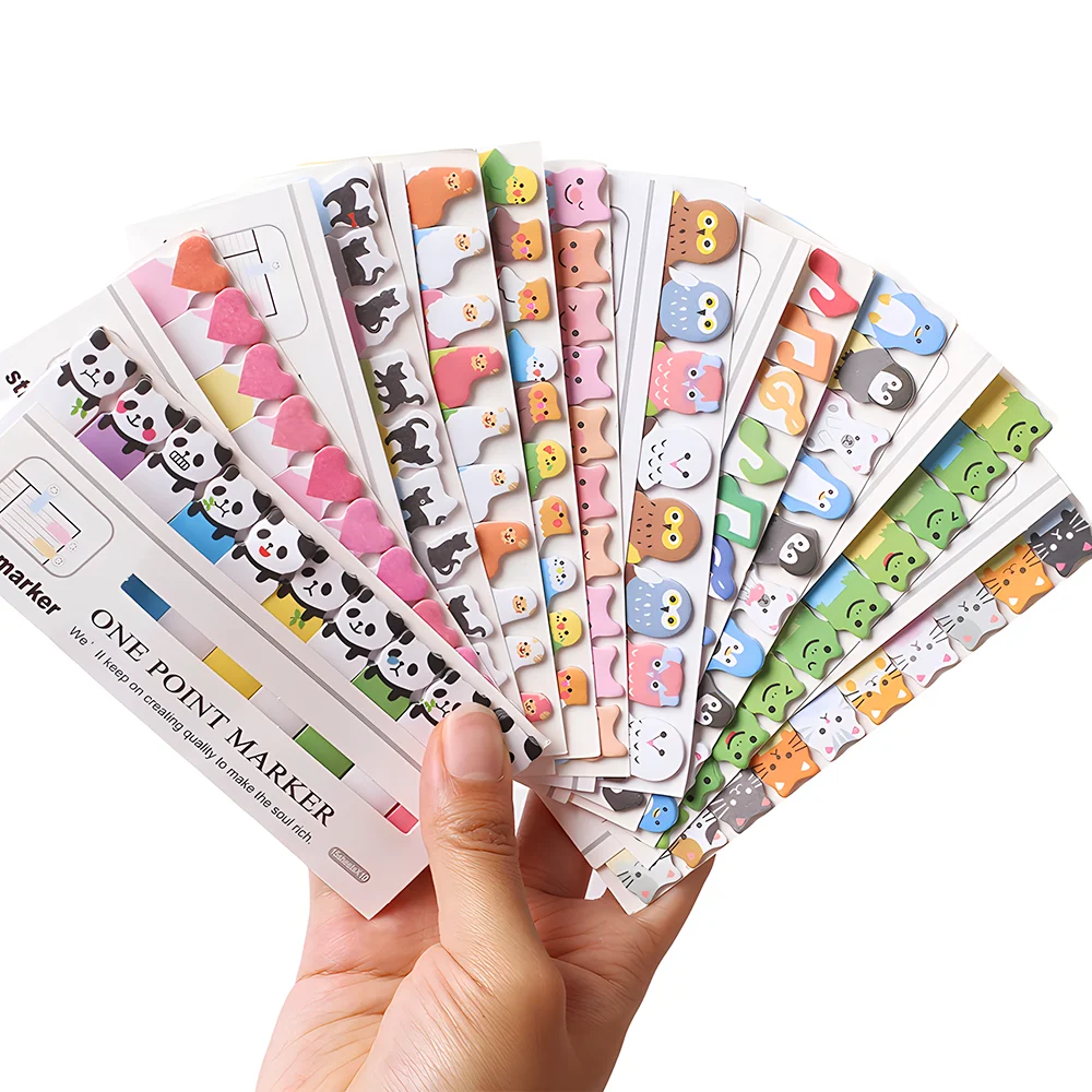 Memo Pad Sticky Notes Kawaii Small Cat Panda Music Frog Aesthetic Stationery Notepad Book Post Bookmarks Mini Index Tab Stickers 3