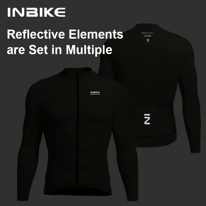 INBIKE Winter Cycling Bib Tights Set with Pad Long Sleeve Jersey Thermal Fleece Warm Pockets for Men Road Bike MTB Clothing Man