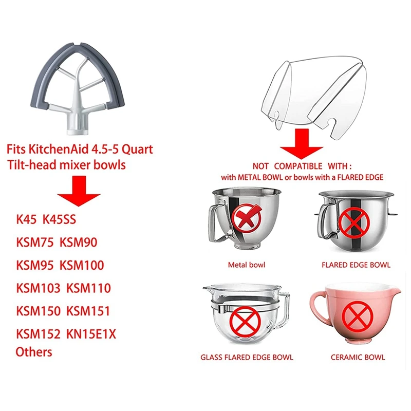 Pouring Shield Pouring Chute for KitchenAid Stand Mixer Stainless Steel  Bowls For K45SS KSM1 KSM100 KSM110 KSM120 KSM15 KSM16 - AliExpress