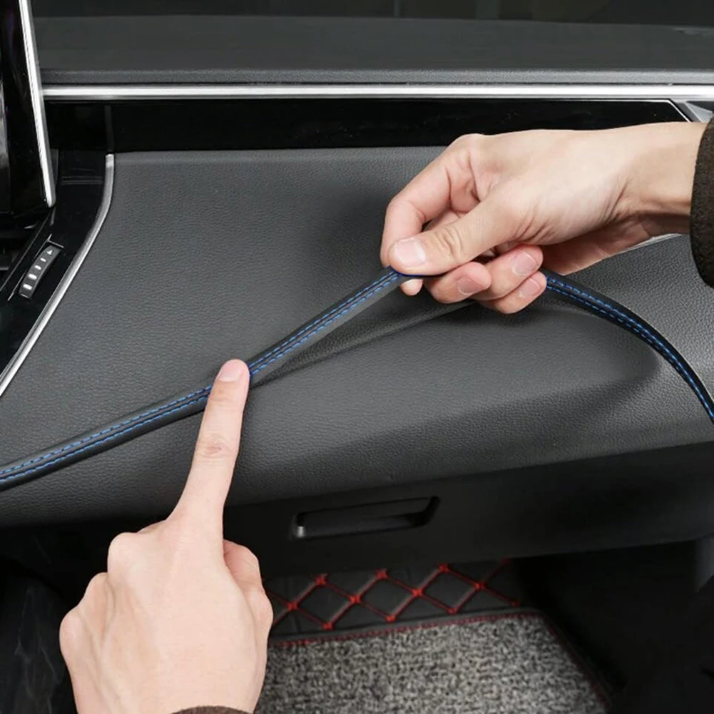Car Mouldings Trim PU Leather Car Interior DIY Strips Self-Adhesive Dashboard Leather Decorative Line Car Interior Accessories 3