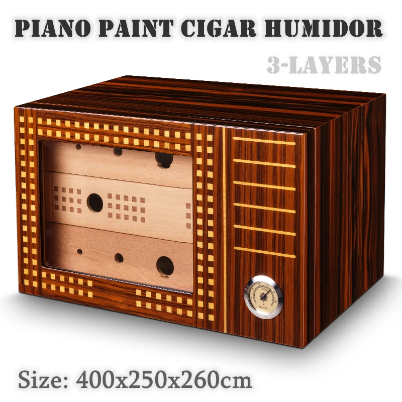 400x250x260mm Cigar Humidor 3layer Large-capacity Cedar Wood Moisturizing Case Piano Paint Cigarette Cabinet | Дом и сад