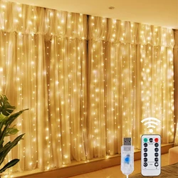 LED Fairy Curtain Lights with Remote - Festive Christmas Home Decor - 3M(W)X1M(H) 100 LEDS (Warm  lights)