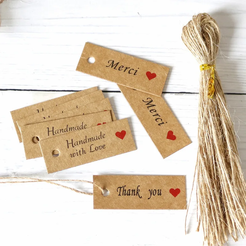 100pcs Kraft Paper Gift Tags FOR YOU For Celebrating Labels Handmade For  Wedding Party Decoration Packaging