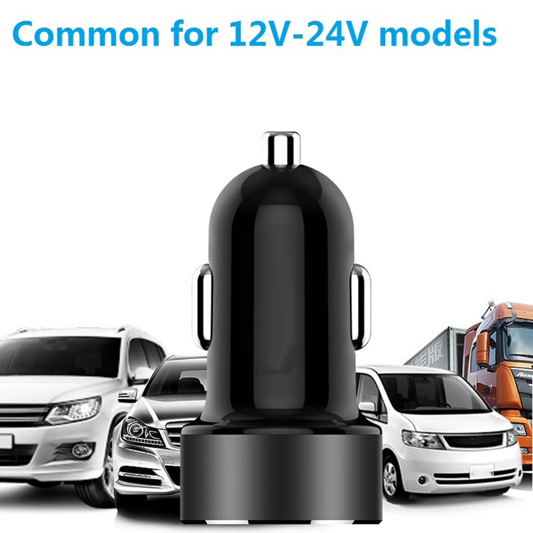 3.1A Dual USB Car Charger 2 Port LCD Display 12-24V Fast Quick Charging Auto Power Adapter with LED Light,