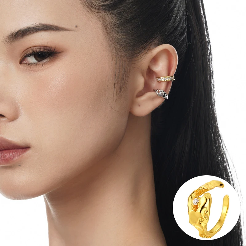 

100% 925 Sterling Silver Zircon Irregular Earring for Women Girl Fashion Liquid Lava Design Jewelry Birthday Gift Dropshipping
