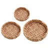 Rattan Wicker Basket Handwoven Fruit Tea Snack Bread Basket Cosmetic Round Storage Box Water Hyacinth Tray Jewelry Dish 2