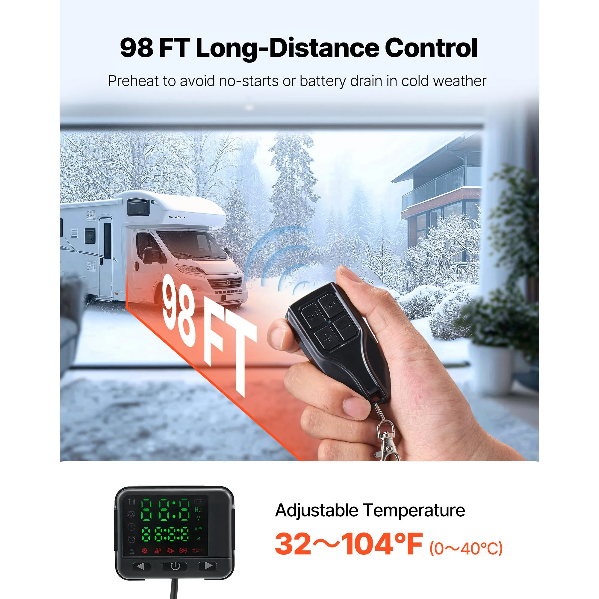 SucceBuy 8KW Diesel Air Heater DC12-24V Diesel Parking Heater with Remote Control Voice Announcement Car Heater Fit for RV Truck