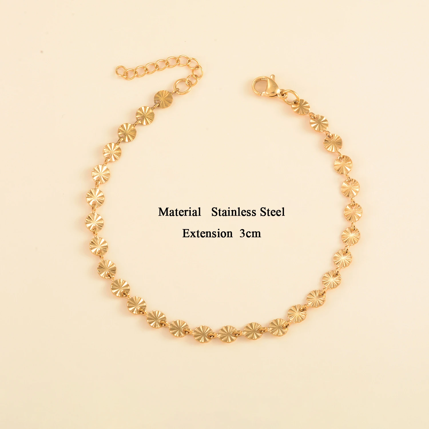Women Girls Hand Bangle Stainless Steel Gold Color Bracelets Round Carving Link Simple Female Jewelry bangle bracelet stainless steel bracelet