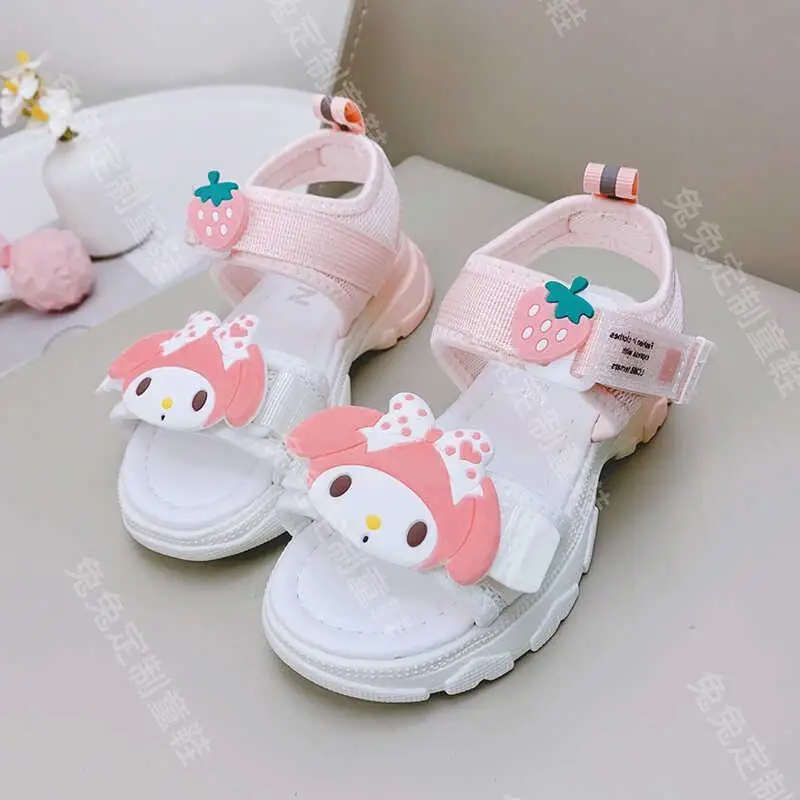 

2024 My Melody Girls Sandals Sanrio Kawaii Anime Kuromi Shoes Summer Sweet Cute Babys Beach Shoes Anti Slip Tide Gift for Kids