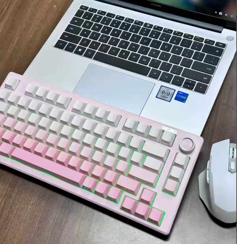 Mengzu 게이밍 키보드 Z75Pro 기계식 느낌의 무소음 트리플 모드 유선 RGB 백라이트 측면 각인 키캡 (노트북/사무실용)