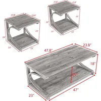 Unique 47.8" Coffee Tables for Living Room Square Wood Coffee Table with Storage, Sofa Table Home Office, Farmhouse Apartment Di 2