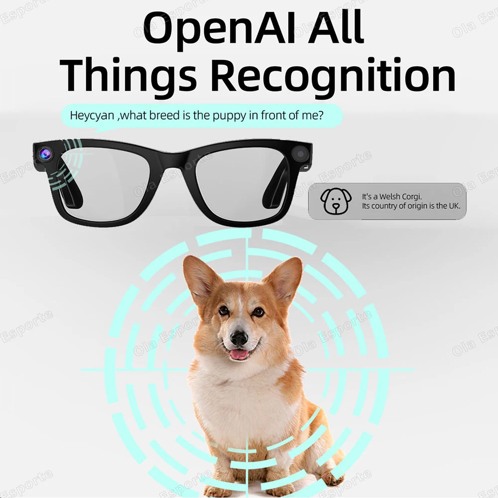 NEW AI Smart Glasses HD Camera LED light Smart navigation Bluetooth Calls Meeting Video Record Music Outdoor Sports Sunglasses