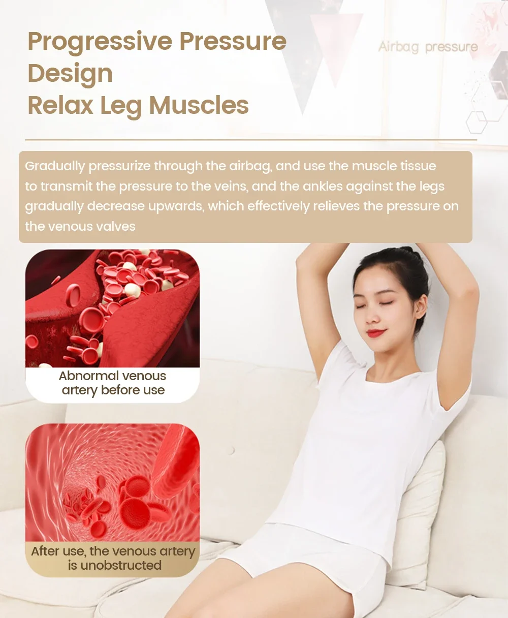 Electric Vibration Leg Calf Massager Full Pressotherapy 6 Mode Hot Compress Leg Foot Massager Air Compression Muscle Relief Pain