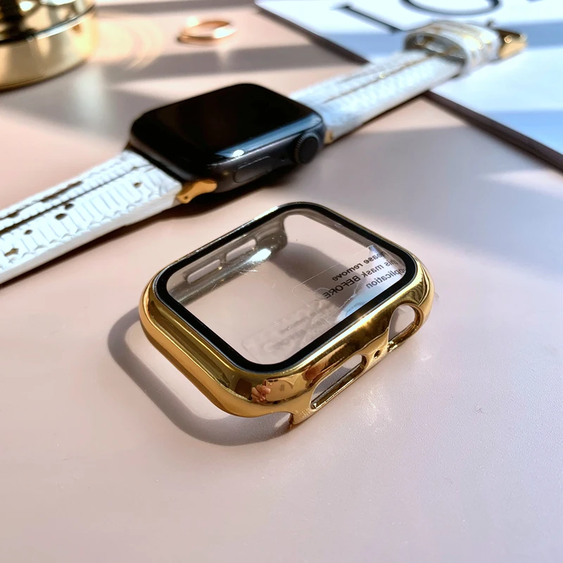 Sleek Plated Apple Watch Case with Glass & Bumper Screen Protector