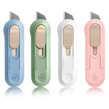 Taglierino Portatile Mini a 4 Colori, Coltello per Lavori Artistici di Alta Qualità, Apri Scatole Automatico, Taglierino Tascabile per Casa e Ufficio