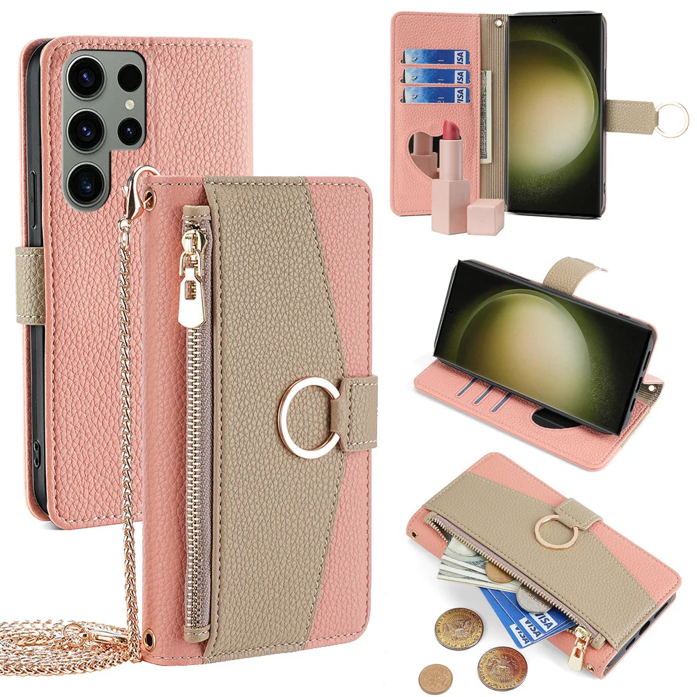

Leather Wallet Crossbody Flip Phone Case For Samsung Galaxy S23 FE S22 S21 S20 + Plus Note 20 Ultra Card Slot Holder Ring Cover