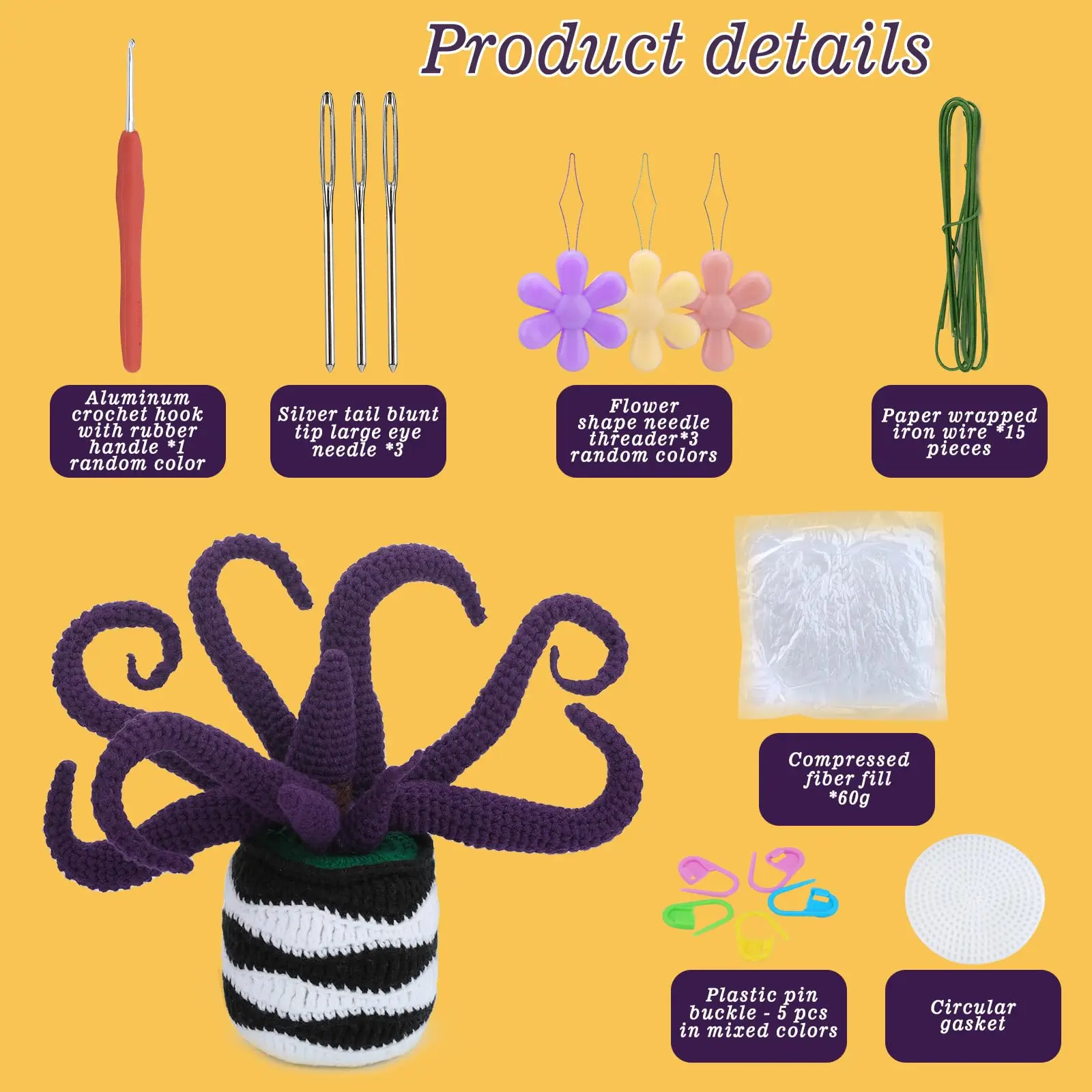 Fenrry Aloe Vera Crochet Kit Potted Plants Beginners Knitting Kit with Crochet Hook Yarn Step-by-Step Video Tutorial