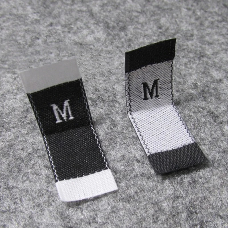 100Pcs XXS-7XL Clothing Size Label Black Text White Garment T-shirt Dress Cloth Fabric Label Tag DIY Handmade Sewing Accessory