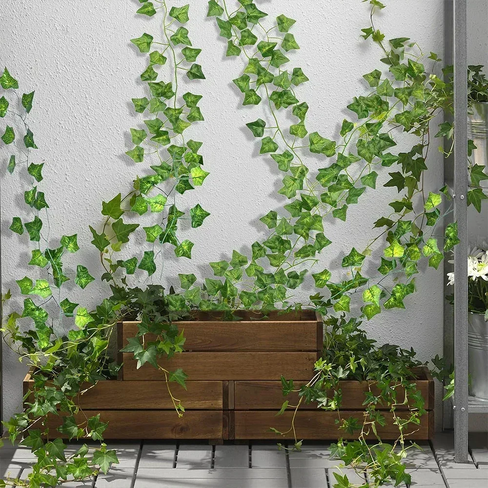 Künstliche grüne Efeu-Blätter-Ranken-Girlande zum Aufhängen – DIY Kunstblumen und Pflanzen für Garten, Hochzeit, Party und Heimdekoration – Detail 6