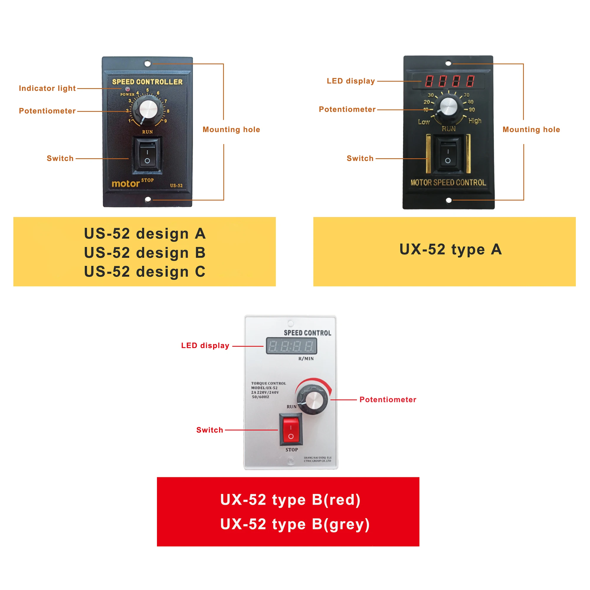 US-52 Speed Controller AC 220V Motor Pinpoint Regulator Control Device 6W  15W 25W 40W 60W 90W 120W 180W 250W 400W Reverse CW CCW - AliExpress