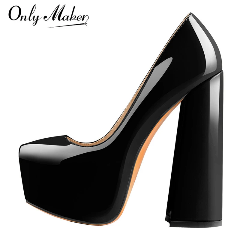 Onlymaker zapatos de tacón grueso con punta redonda para mujer, tacones gruesos de 16CM, con correa en el tobillo, para vestido, talla grande|Zapatos de tacón de mujer| - AliExpress