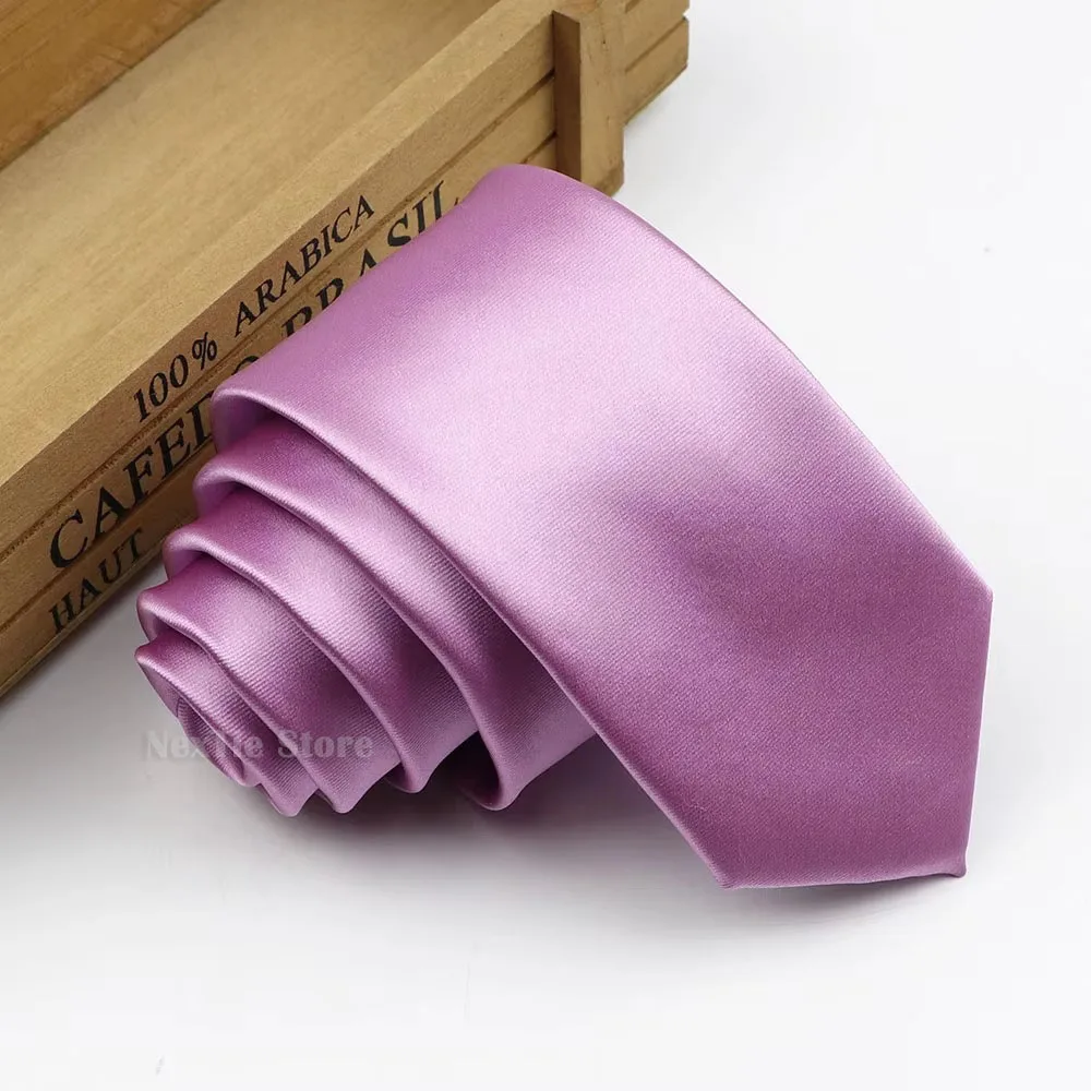 Einfarbige 6 cm große Polyester-Krawatte, rot, gelb, blau, grün, bunt, gemütlich, weiche Krawatte, vielseitig, für Hochzeit, Party, Business, Accessoire, Geschenk – Detail 10