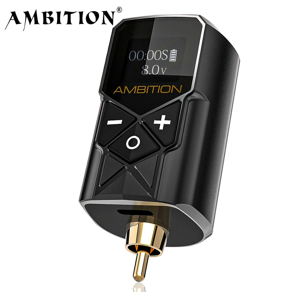 Ambition Kuark Wireless Tattoo Battery Power Supply RCA Interface 2400amh Portable LCD Display For Rotary Machine Fast Charger