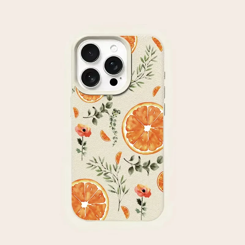 รูปสินค้า เคสซิลิโคนลายส้มฤดูร้อน สำหรับ iPhone 17 Pro Max 16 15 14 13 12 11 Pro 14 15 Plus 17 Air กันกระแทก นิ่มสบายมือ