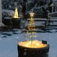 Solar Christmas Tree Light Outdoor Garden Stand Garden LED Ground Lamp String Saterproof IP65 Star Lantern Decorative Light 2