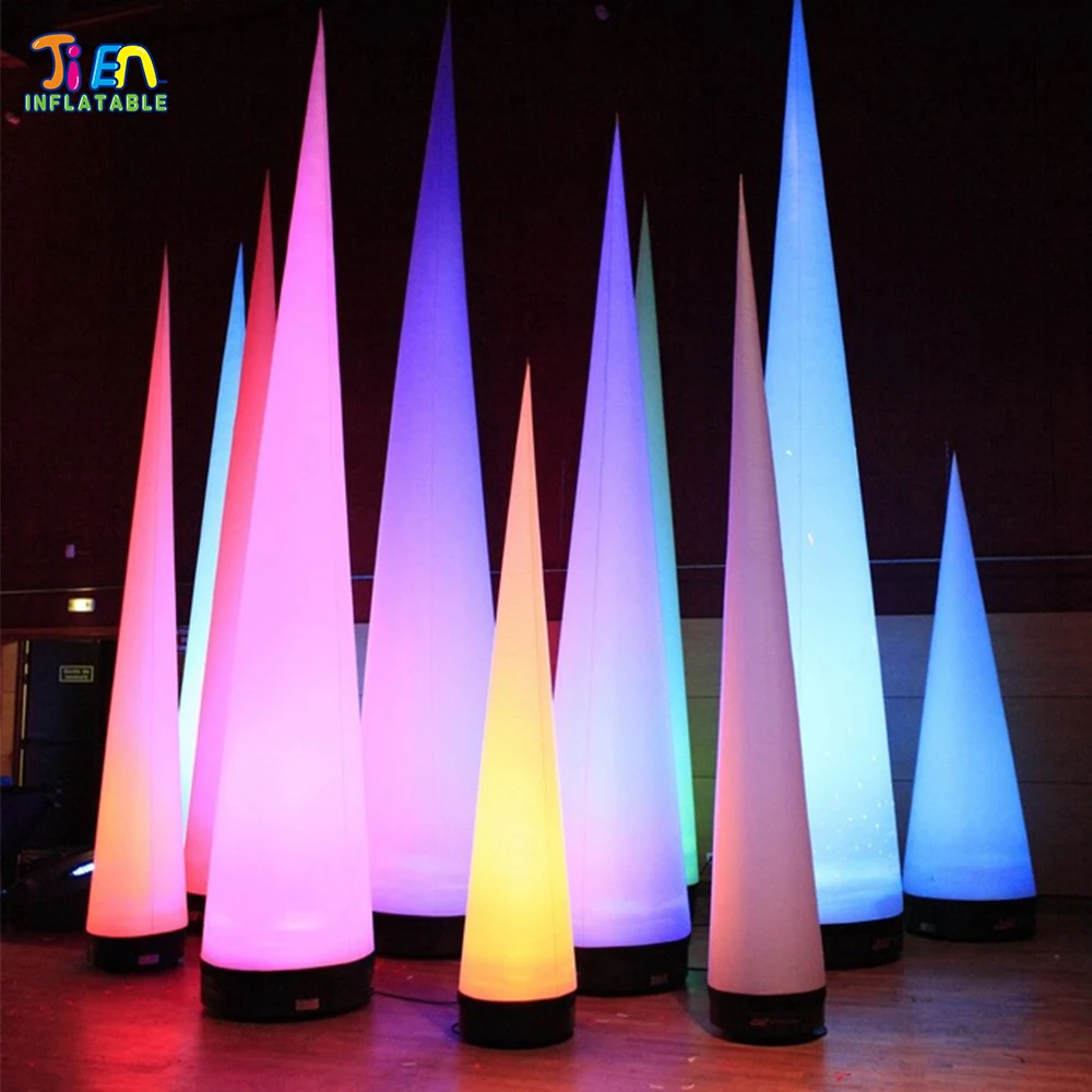 

2pcs/lot inflatable cone balloon for walking the red carpet entrance colorful lighting inflatable poles for welcome decoration